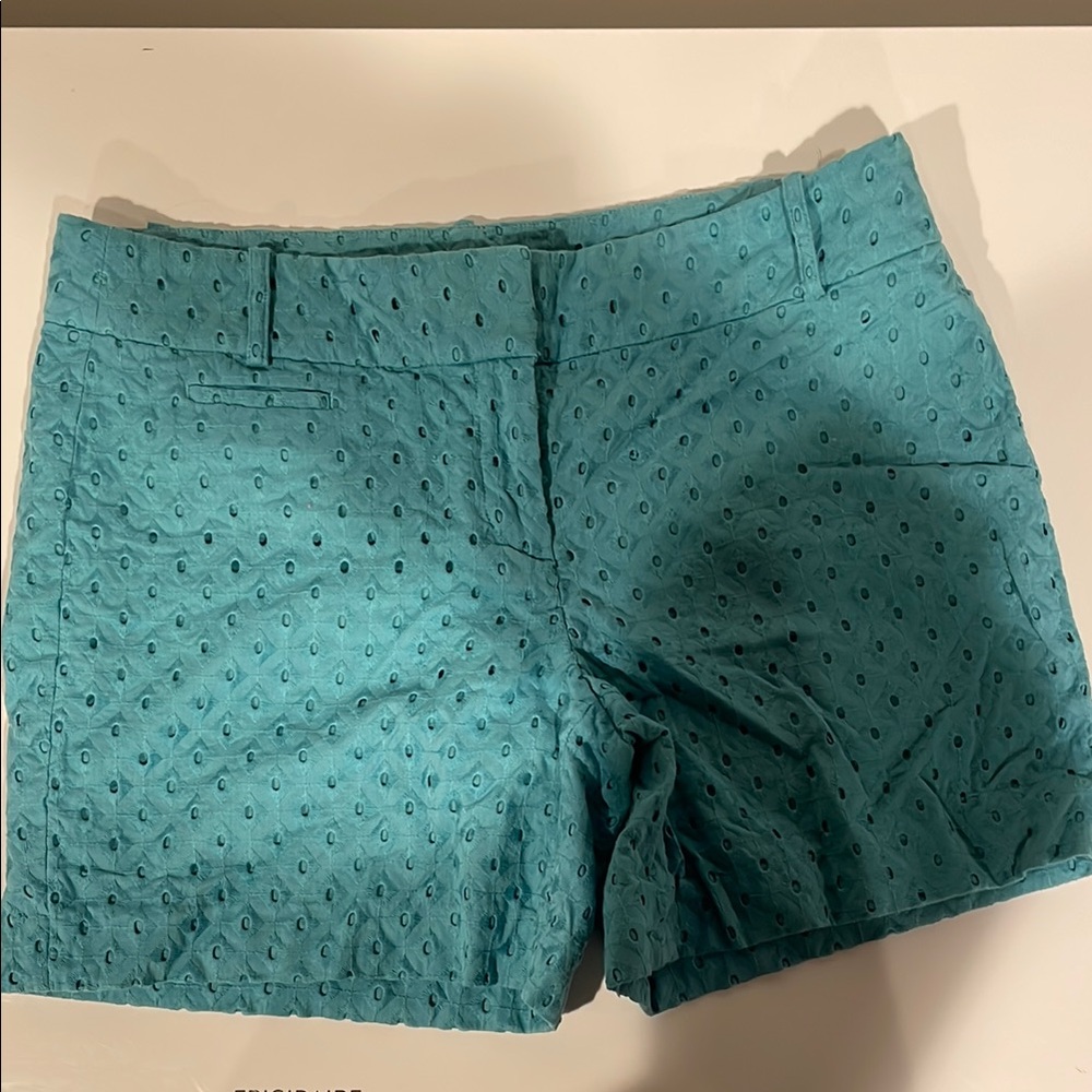 Ann Taylor LOFT Eyelet Aqua Shorts Size 8